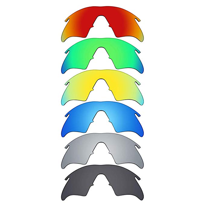 Mryok 6 Pair Polarized Replacement Lenses for Oakley M Frame Heater Sunglass - Stealth Black/Fire Red/Ice Blue/Silver Titanium/Emerald Green/24K Gold