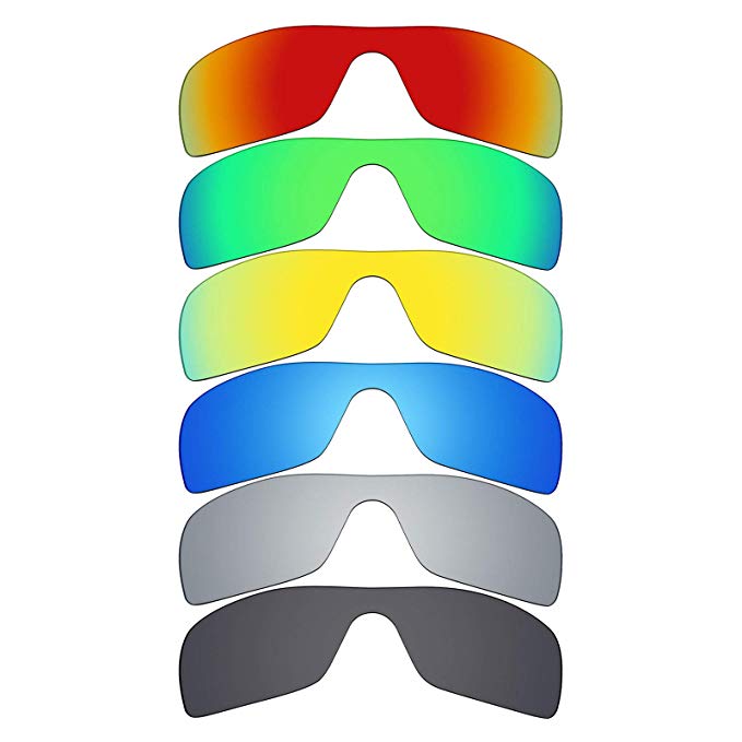 Mryok 6 Pair Polarized Replacement Lenses for Oakley Batwolf Sunglass - Stealth Black/Fire Red/Ice Blue/Silver Titanium/Emerald Green/24K Gold