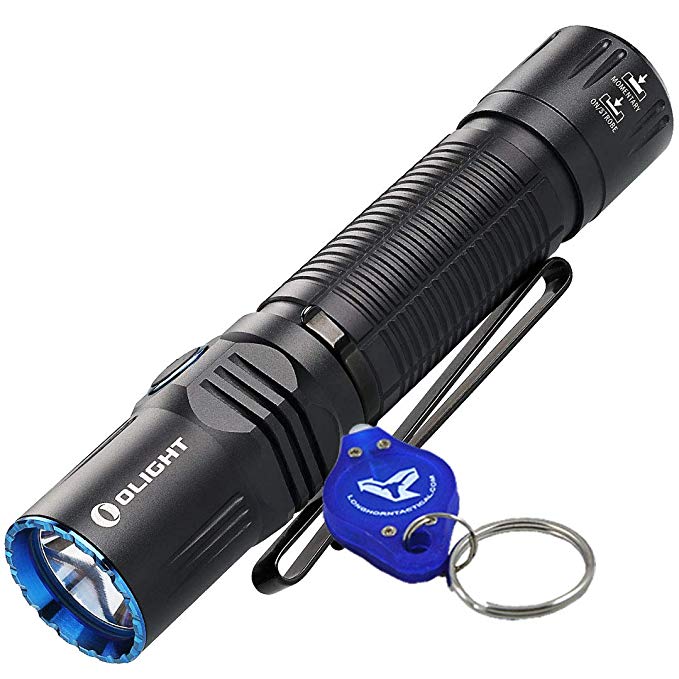 Olight M2R Warrior 1500 Lumens LED Compact Tactical Flashlight - Cool White/Neutral White LED with Lumen Tactical Keychain Light (Cool White)