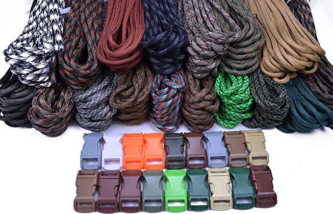 Bored Paracord 550lb Type III Paracord Combo Crafting Kits with Buckles