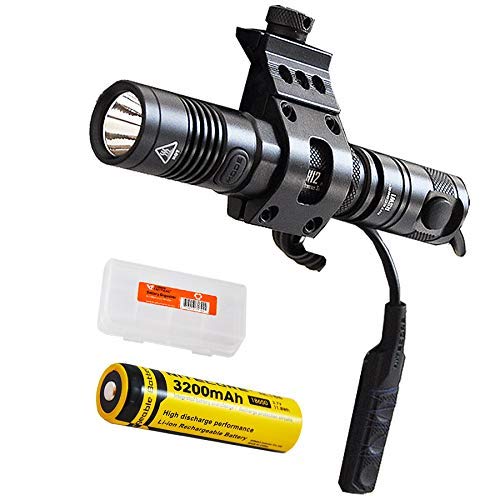 Nitecore MH12 1000 Lumens Rechargeable LED Tactical Flashlight, Offset Rifle Mount, Remote Pressure Switch and LumenTac Organizer