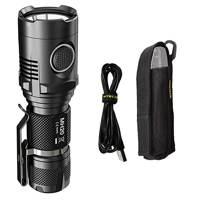 Nitecore MH20 1000 Lumens Cree XM-L2 U2 The Smallest Lightest Built-in USB Rechargeable LED Flashlight with Bonus Lumen Tactical Adapters