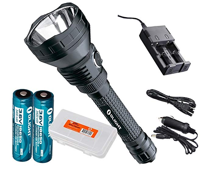 OLIGHT Rechargeable Bundle M3XS-UT Javelot 1200 Lumens, Two 3400mAh Batteries, a Smart Charger w/Car Adapter, LumenTac Battery Case