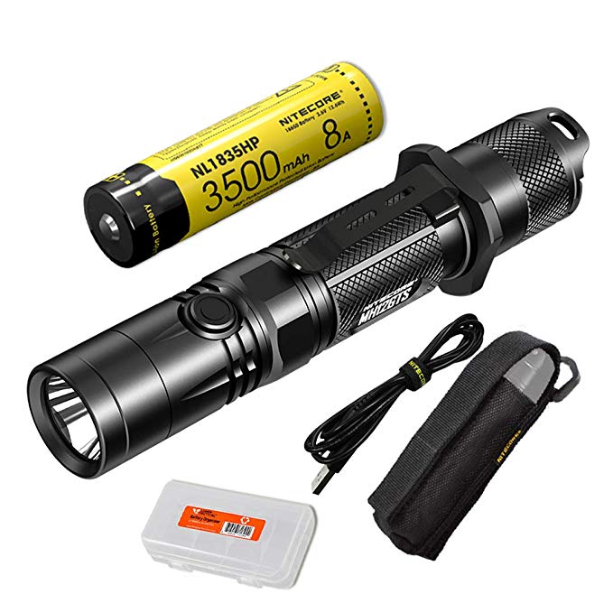 Nitecore MH12GTS 1800 Lumen Long Throw USB Rechargeable Flashlight with High Performance Battery & LumenTac Organizer