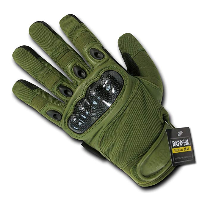 Rapdom Tactical Carbon Fiber Knuckle Gloves Color: Olive Size: Large