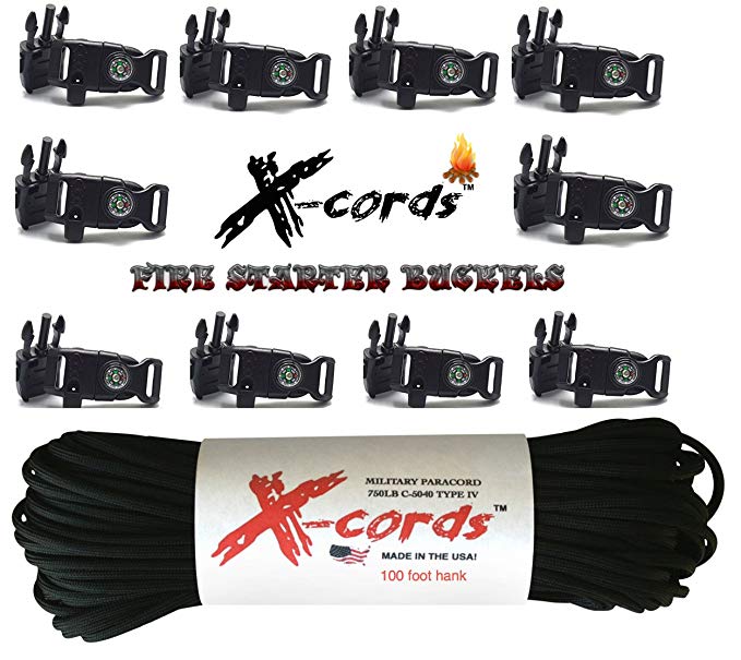 Paracord Bracelet Kit Military Survival Gear Emergency Fire Starter Buckles Includes Paracord Bracelet Instruction Link