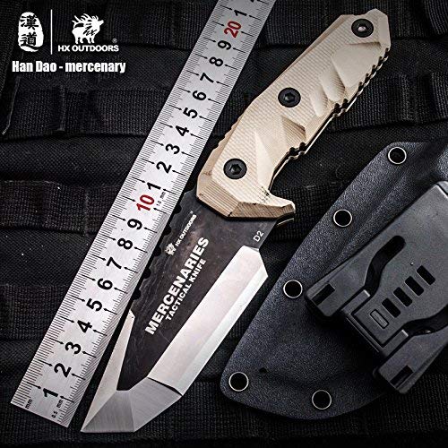 HX outdoors fixed blade knife with sheath,Special forces Tactical knife,tanto knife,Army survival knife,G10 Handle 8.8-Inch Overal (Mercenaries)