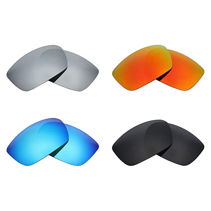 Mryok 4 Pair Polarized Replacement Lenses for Spy Optic Dirk Sunglass - Stealth Black/Fire Red/Ice Blue/Silver Titanium