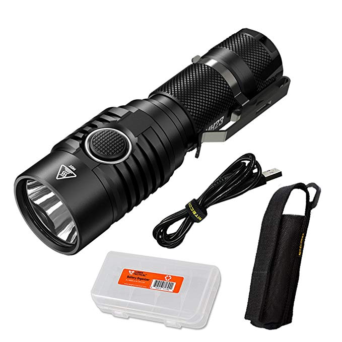 Nitecore MH23 1800 Lumen USB Rechargeable Compact Mini Flashlight with Lumen Tactical Battery Organizer