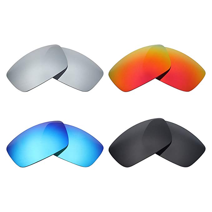 Mryok 4 Pair Polarized Replacement Lenses for Spy Optic Logan Sunglass - Stealth Black/Fire Red/Ice Blue/Silver Titanium