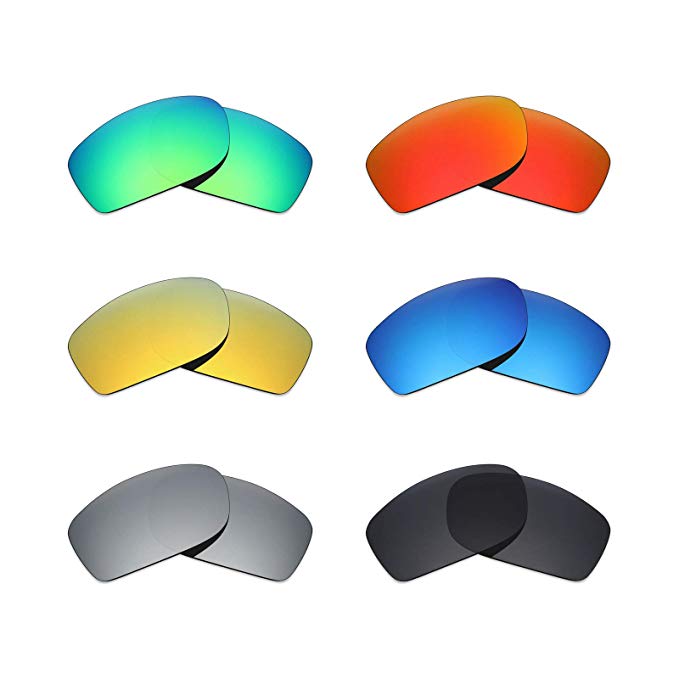 Mryok 6 Pair Polarized Replacement Lenses for Oakley Fives Squared Sunglass - Stealth Black/Fire Red/Ice Blue/Silver Titanium/Emerald Green/24K Gold