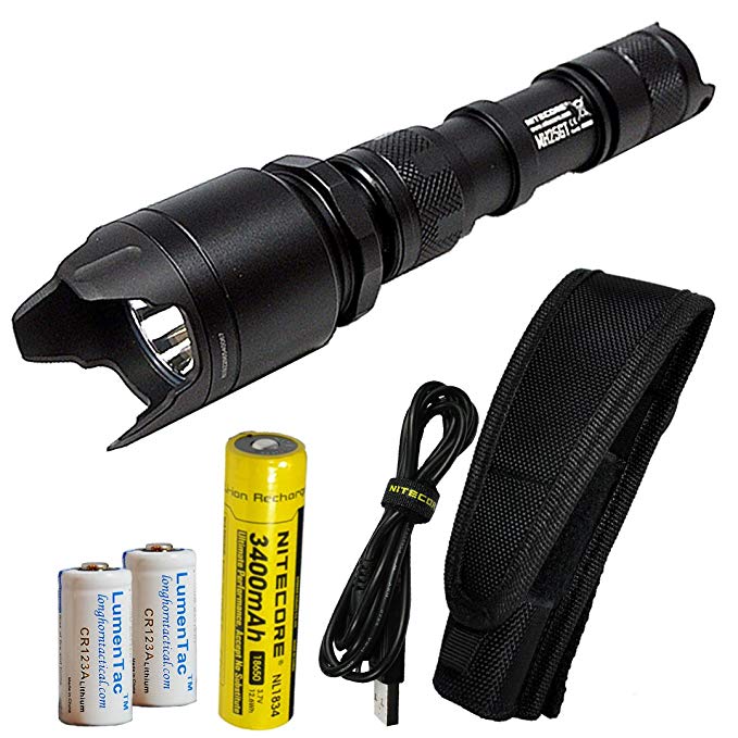 Nitecore MH25GT 1000 Lumen USB Rechargeable LED Flashlight - Long Range Throwing PVD Aggressive Bezel and 2X CR123A Batteries (Upgrade for MH25)