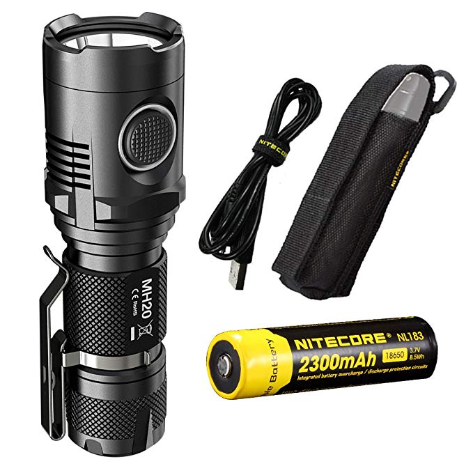 Nitecore MH20 1000 Lumens Compact USB Rechargeable LED Flashlight withLumenTac Adapters