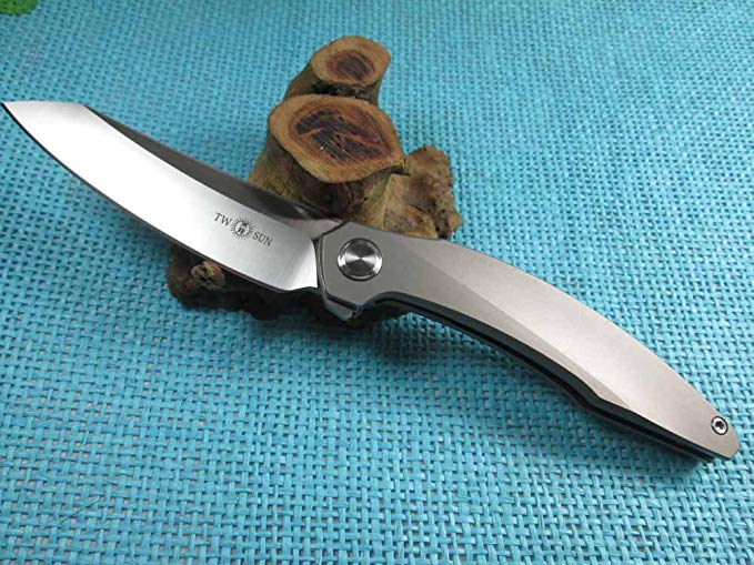 Twosun Outdoor Tools Titanium Ball Bearings Fast Open Hunter Folding Knife TS51