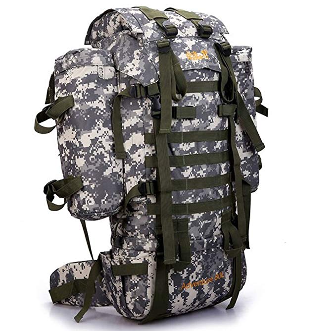 OSdream Outdoor Mountaineering Camo Bag Large Capacity Double Backpacking Camping Backpack (80L)