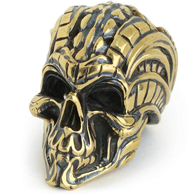 Exclusive paracord beads «Bio-mechanical Skull» of brass for lanyard or bracelet