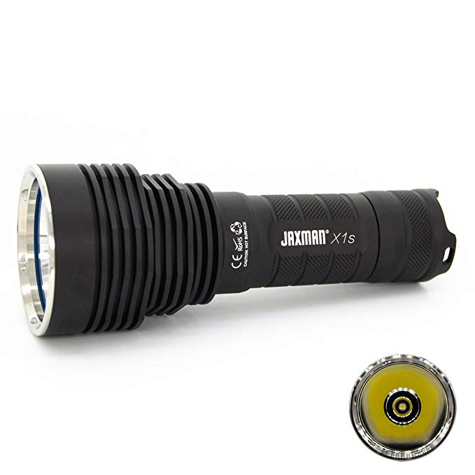 Jaxman X1s throw shots version Flashlight, IPX67 Water-Resistant,Professional Ultra-Bright 1300 Lumens,CREE XHP35 HI 26650/18650 LED Torch (Camping, Security, Emergency Use) 26650 Battery included