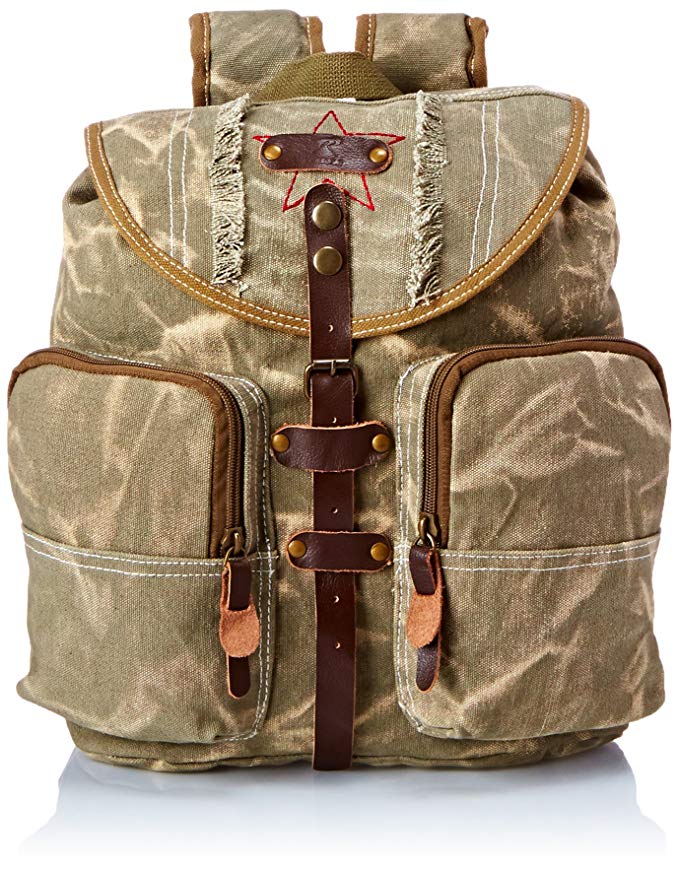 TEST Rothco The HW OD Stonewashed Backpack with Leather Accents,One Size,Green