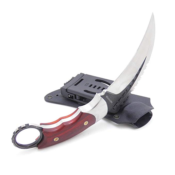 MASALONG Moltres Outdoor Survival Claw Tactical Double Edged Sharp Fixed Blade Knife Sheath