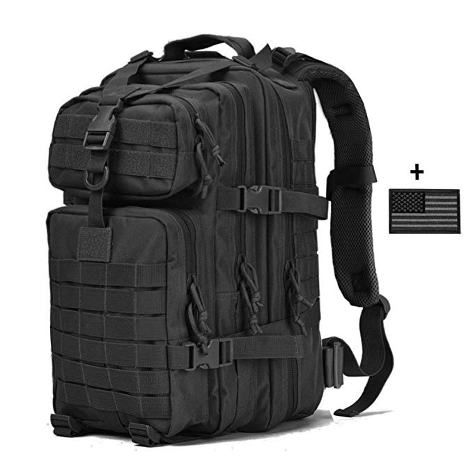 VVEFFO Small Military Tactical Backpack 3 Day Assault Pack Army Molle Bug Out Bag Backpacks Hunting Rucksacks 34L Black