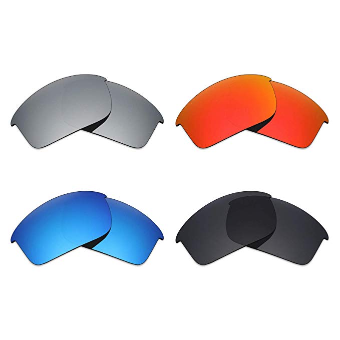 Mryok 4 Pair Polarized Replacement Lenses Oakley Bottle Rocket Sunglass - Stealth Black/Fire Red/Ice Blue/Silver Titanium