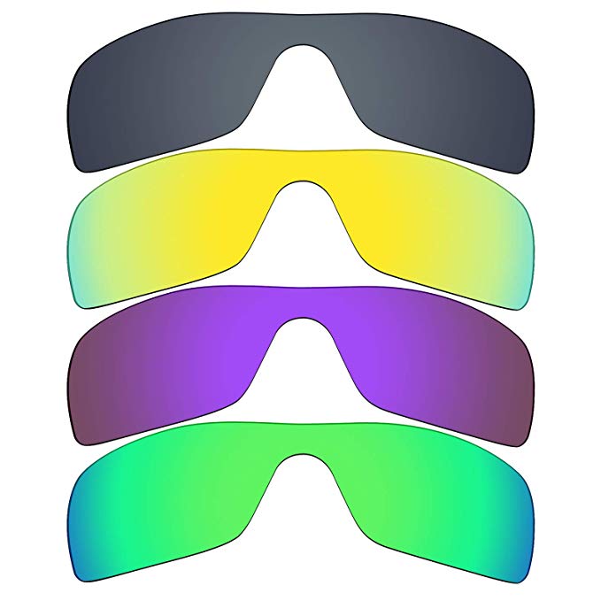 Mryok 4 Pair Polarized Replacement Lenses for Oakley Batwolf Sunglass - Black IR/24K Gold/Plasma Purple/Emerald Green