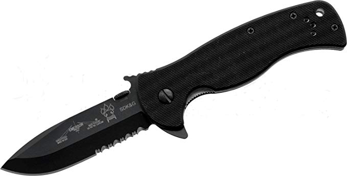 Emerson Sheepdog BTS Flipper Knife with Partial Serrated Spear Point Black Blade