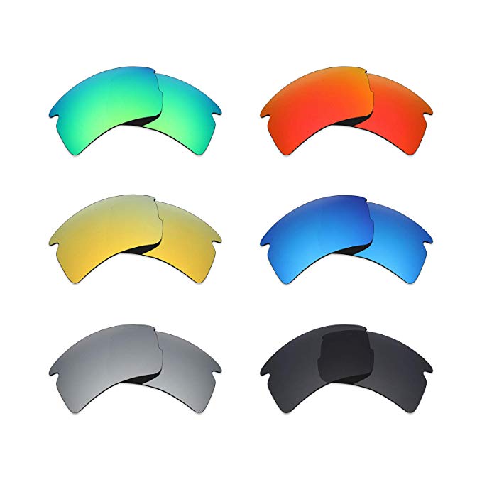 Mryok 6 Pair Polarized Replacement Lenses for Oakley Flak 2.0 XL Sunglass - Stealth Black/Fire Red/Ice Blue/Silver Titanium/Emerald Green/24K Gold