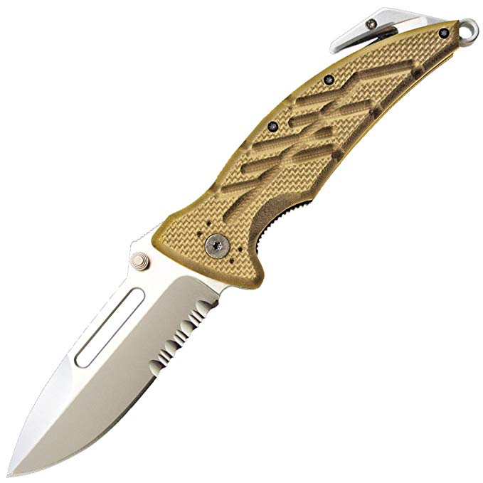 Ontario 8762 XR-1 Folder Serrated, Desert Tan