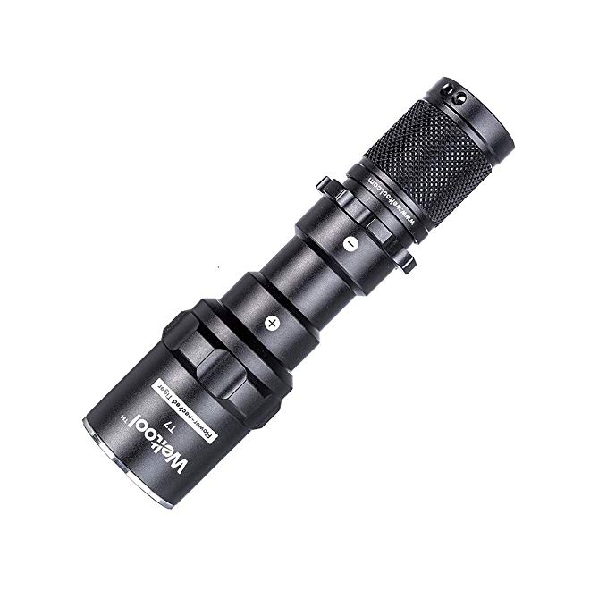 Weltool T7 AA Compact Tactical Flashlight Long Throw IP67 Waterproof 659ft Powered by 14500 AA Battery Impact-Resistant for Hunting Remington 870, Mossberg 500 Neutral White/Cool White