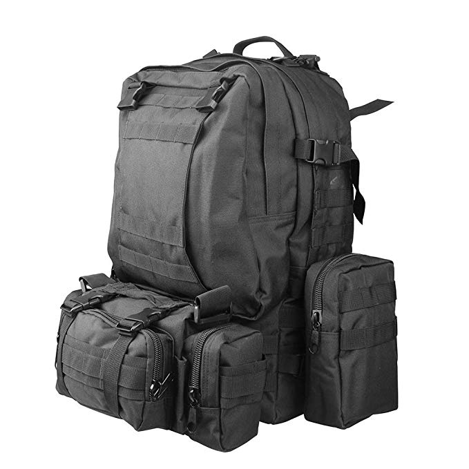 Vesine Military Tactical Backpack Large 50L, Internal Frame Expandable MOLLE Combination Assault Pack, Outdoor Combat Bug Out Bag with Durable and Waterproof for 3-Day Camping Hunting