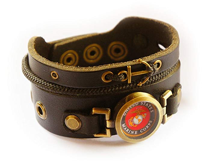 Lost Tribe Designs United States Marine Corps Bracelet, US Marines Gift Wristband, US Army Military