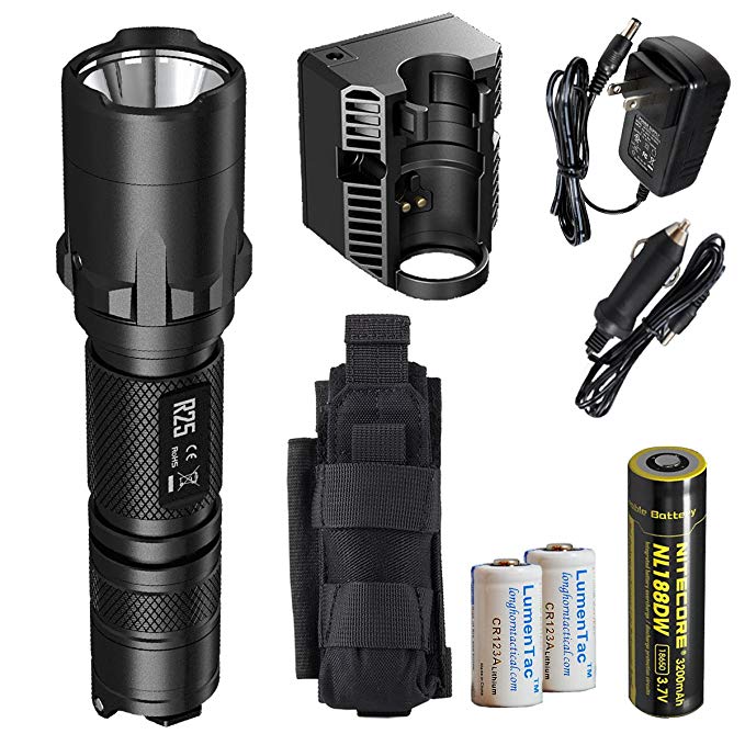 Nitecore Tactical Package R25 800 Lumens Rechargeable Police Tactical LED Flashlight with NCP30 Molle Compatible Holster