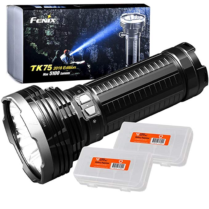 Fenix TK75 2018 5100 Lumen High-Performance Long-Throw Micro-USB Rechargeable Flashlight with 2x Lumen Tactical Battery Organizers