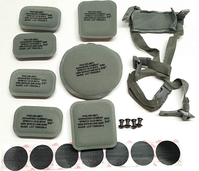 USGI ACH MICH 4 Point Chin Strap Helmet Pads & Velcro Replacement Kit