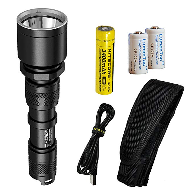 Nitecore MH25GT 1000 Lumen USB Rechargeable LED Flashlight - Long Range Throwing with 2X CR123A Batteries (Upgrade for MH25)