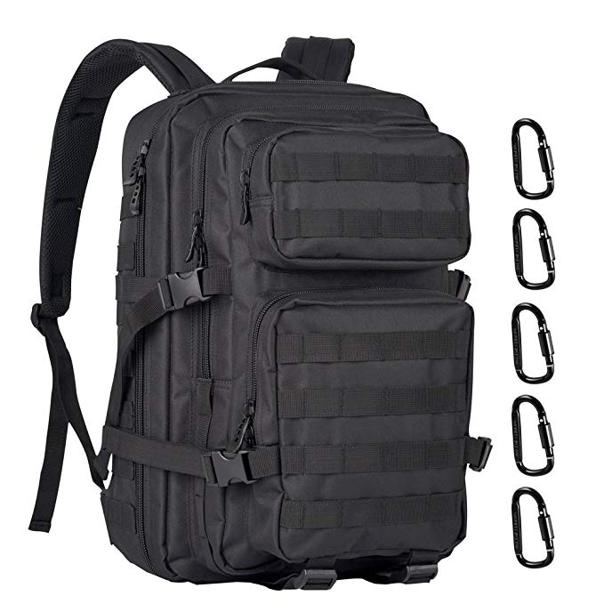 Military Tactical Backpack with D-Ring Screw Locking Assault Pack Army Molle Bug Out Bag Backpacks