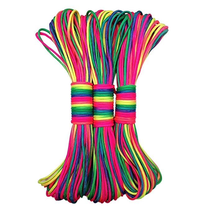 Joycentre 101Ft 7 Strand Paracord Rope Rainbow Color Parachute Cord Outdoor Nylon Rope for Outdoors Activities & Braiding Bracelets