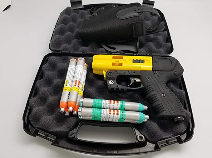 JPX 4 Shot Full Size LE Pepper Spray Gun Bundle with Practice Cartridges and Holster