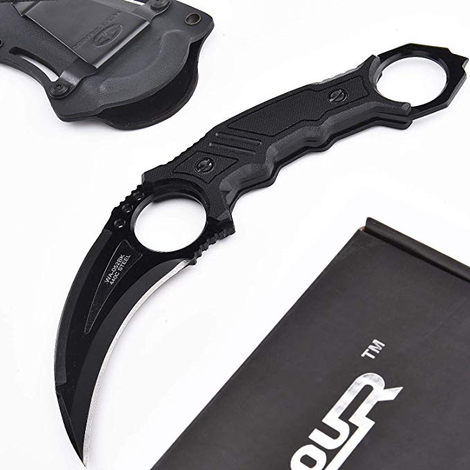 WITHARMOUR Full Tang Fixed Blade Karambit Knife Terminator with High Carbon Steel 440C Blade and G10 Handle for Tactical Outdoor Survival Camping and Self Defense 8.5 inch Overall