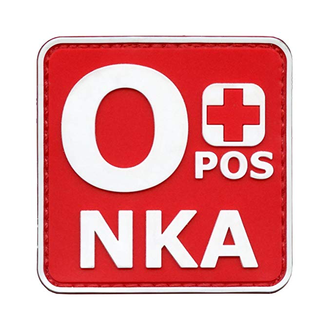 LEGEEON OPOS O+ NKA Blood Type No Known Allergies Morale Tactical PVC Rubber Fastener Patch