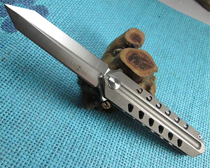 TwoSun Knives Outdoot Tool Boot Dagger Titanium Fast Open Folding Knife TS52