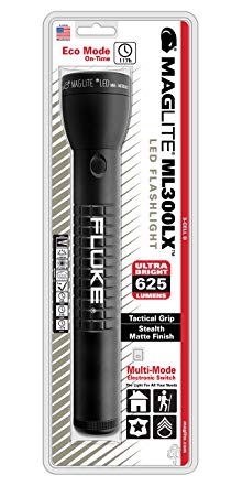 MAGLITE ML300LX-S3CC6L 3-D Cell LED Flashlight, Black - 625 LUMENS - WITH FLUKE LOGO