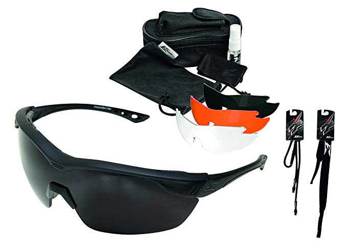 Edge Tactical Eyewear HO611 Overlord Kit with 4 Lens Sets with Polarized Smoke, Clear