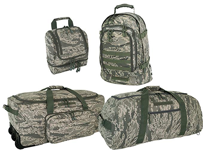 Air Force ABU 4 Piece Travel Kit: Deployment Bag, 3 Day Packpack, Giant Duffle & Shave Kit