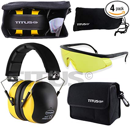 TITUS 37 Decibel NRR Yellow Safety Earmuffs & Glasses Combo