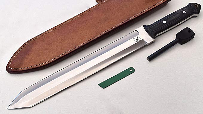 CFK Cutlery Company IPAK Custom Handmade VIKING SHORT SWORD DAGGER D2 Tool Steel Tactical Combat Knife with Leather Sheath & Fire Starter Rod CFK51