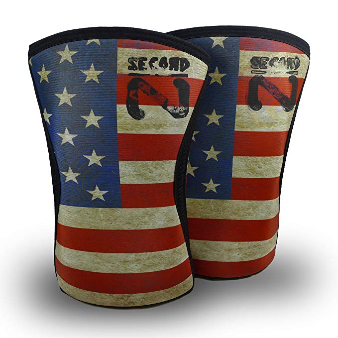 Second Nature Color US Flag Knee Sleeves (1Pair) 7mm Neoprene Support for Weightlifting Powerlifting UniSex