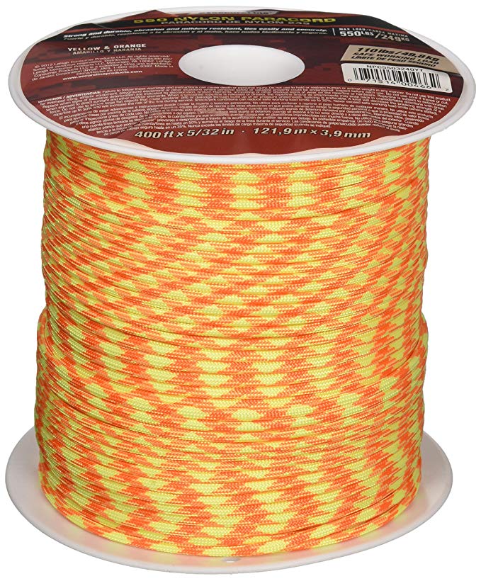 SecureLine NPC5503240YT 5/32-Inch X 400-Feet Military Grade 550 Nylon Paracord, Yellow/Orange