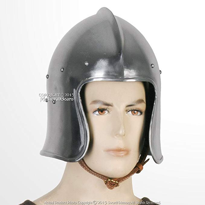 Medieval Gears Brand Functional Medieval Barbute Open Face Celeta Helmet 16G Steel w/Liner SCA LARP